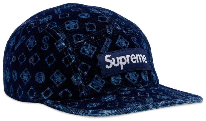 Flocked Denim Camp Cap 'Blue'