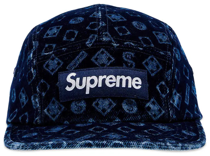 Flocked Denim Camp Cap 'Blue'