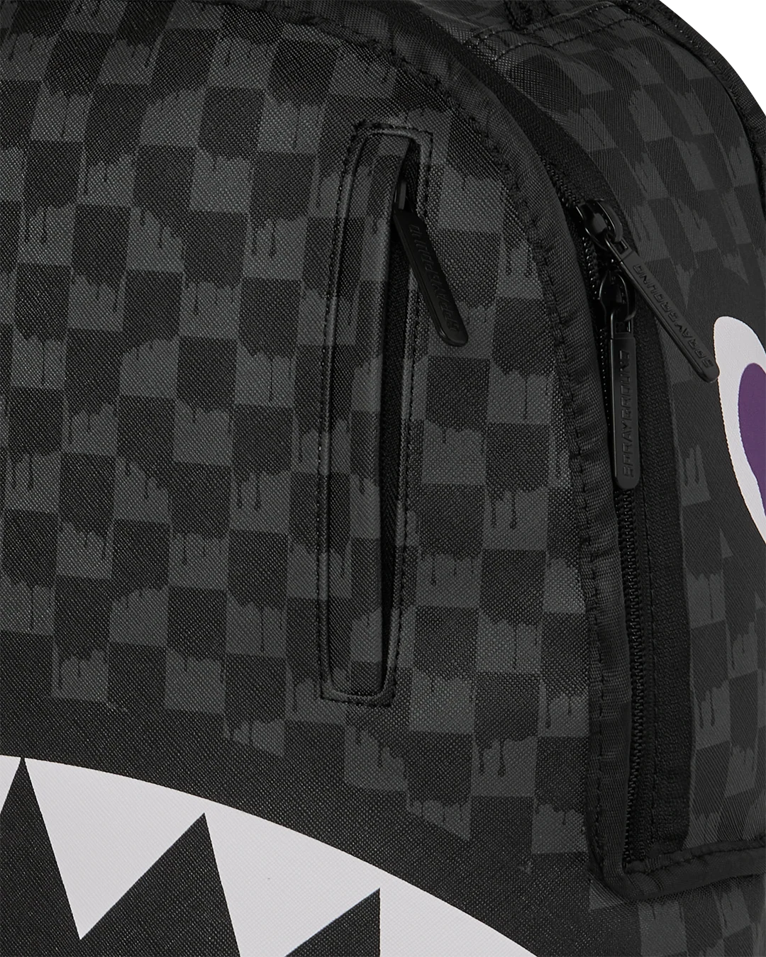 Reverse Mode Purple Velour To Black Check Backpack