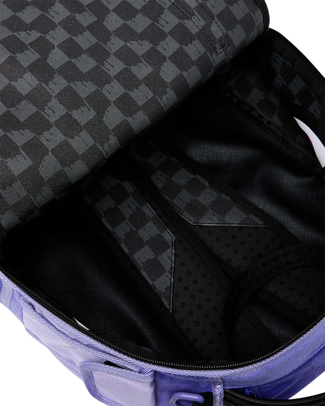 Reverse Mode Purple Velour To Black Check Backpack
