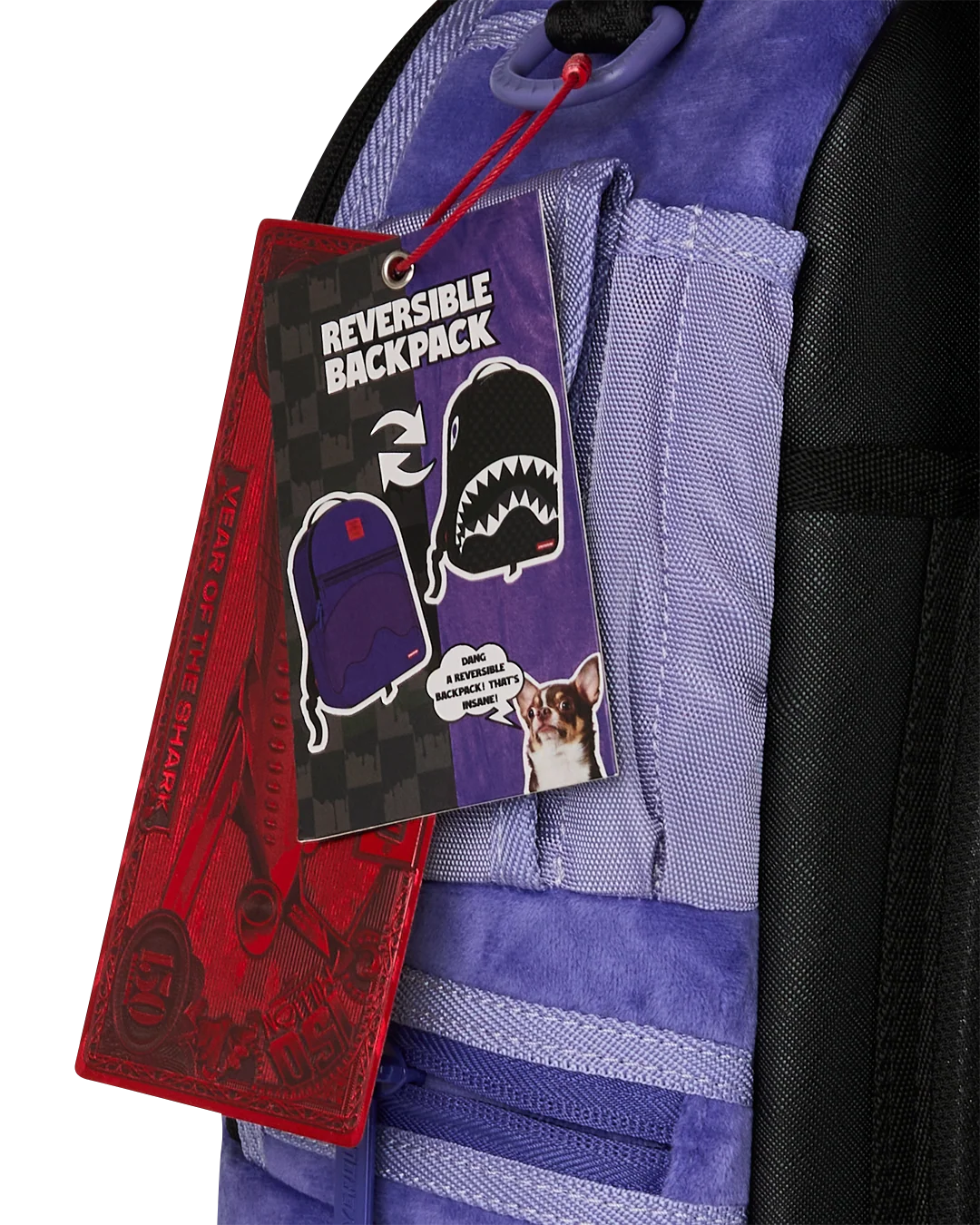 Reverse Mode Purple Velour To Black Check Backpack