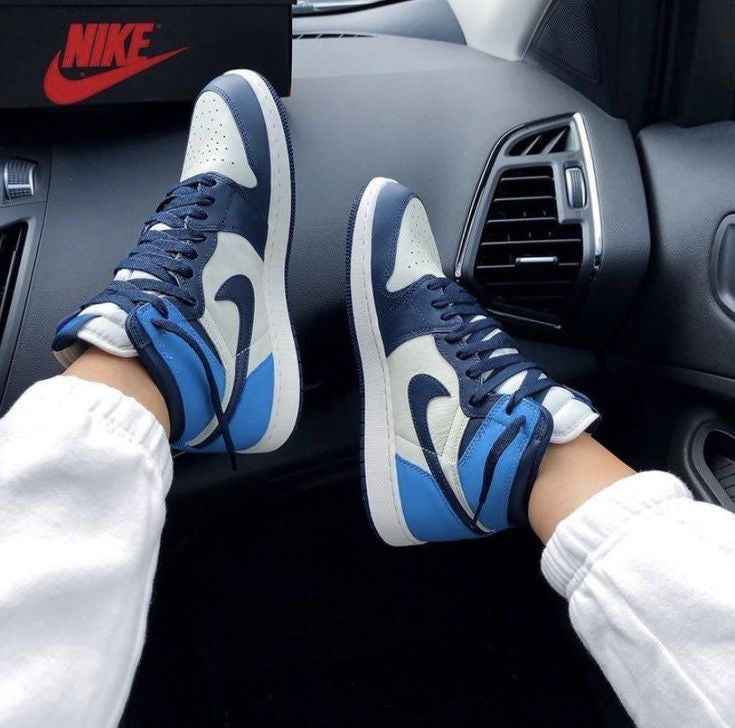 Custom Blue Black White Jordan 1 High Q AJ1 Obsidian UNISEX